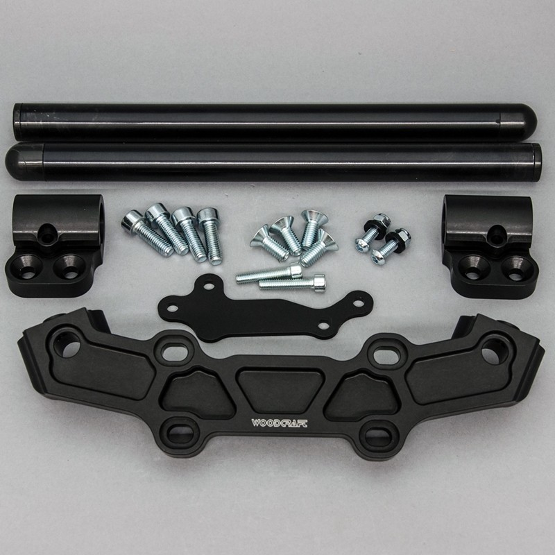 Woodcraft Clip On Adapter Plate w/ Standard Black Bars 1" Rise Yamaha FZ09 201417 / XSR900